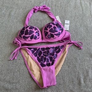 Purple Bikini with sequin giraffe style detailing